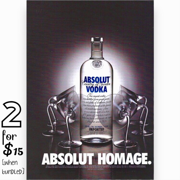🟢[Absolut Vodka] ABSOLUT HOMAGE Original 1999 Vintage Magazine Advertisement - Picture 1 of 10